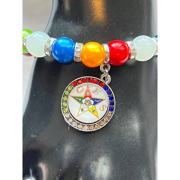 Eastern Star Beaded Elastic Bling Charm Bracelet - Picture 11 of 11